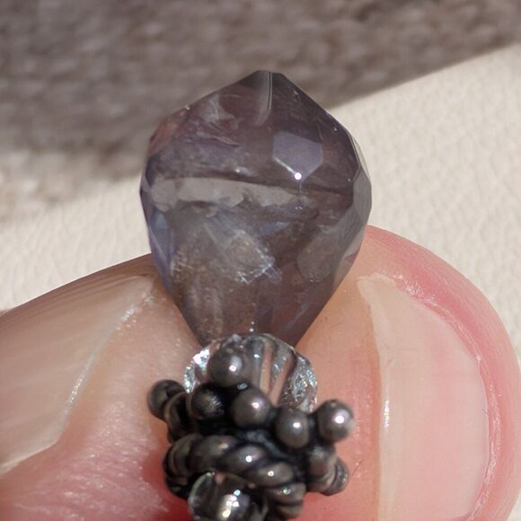 Mexico Sterling Silver & Iolite Beaded Necklace w/ MOP Inlaid Pendant & Pearls - Picture 5 of 9